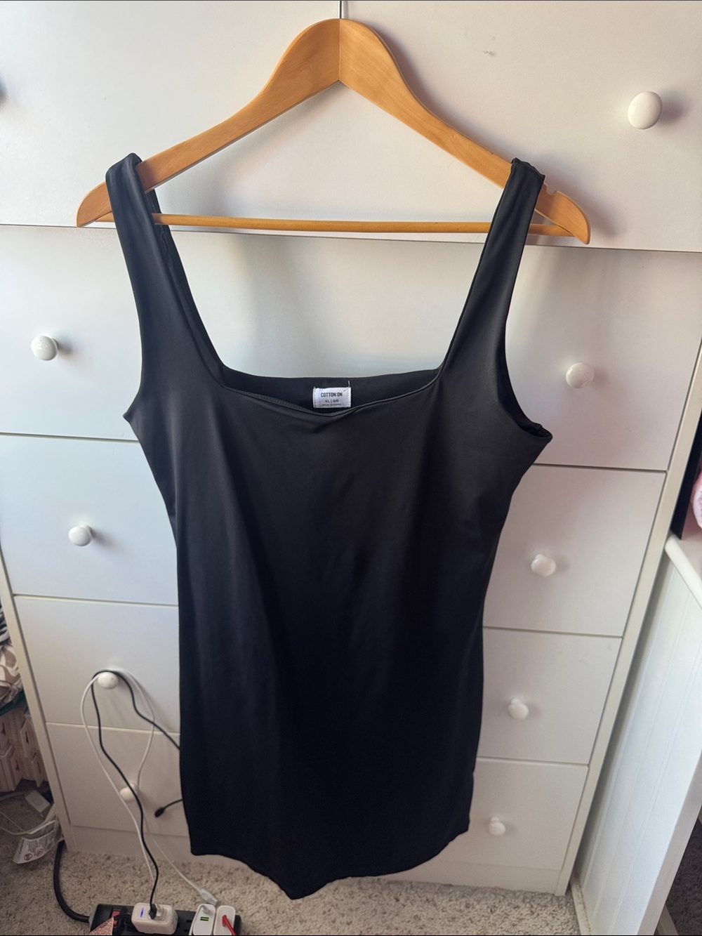 COTTON ON BLACK SQUARE NECK MINI DRESS